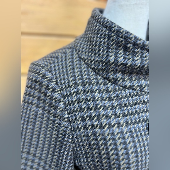 VTG Latte by Coffee Shop Glen Check Wool Blend Jacket Coat Statement Overcoat Sm - Picture 11 of 16
